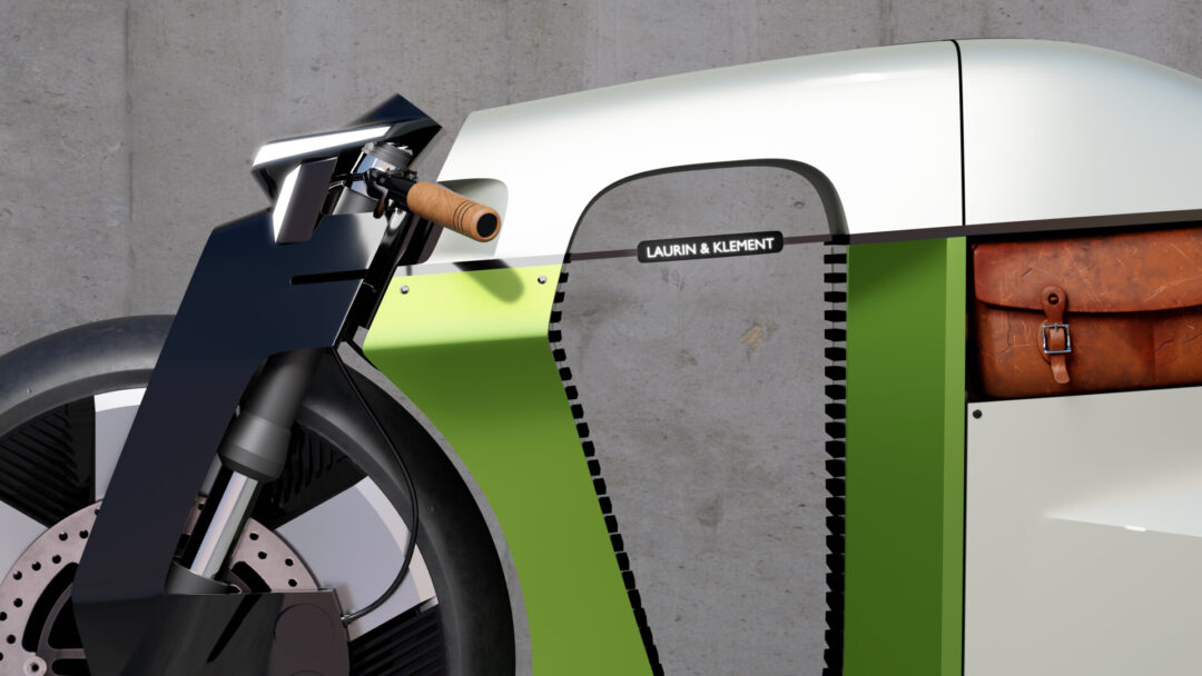Skoda concept bike Slavia B Café Racer detail electric battery