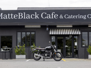 Honda GB350 parked outside an NZ cafe the Matte Black Cafe in Gordonton