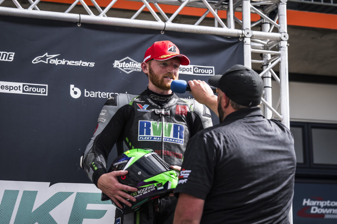 Rogan Chandler on the podium NZSBK