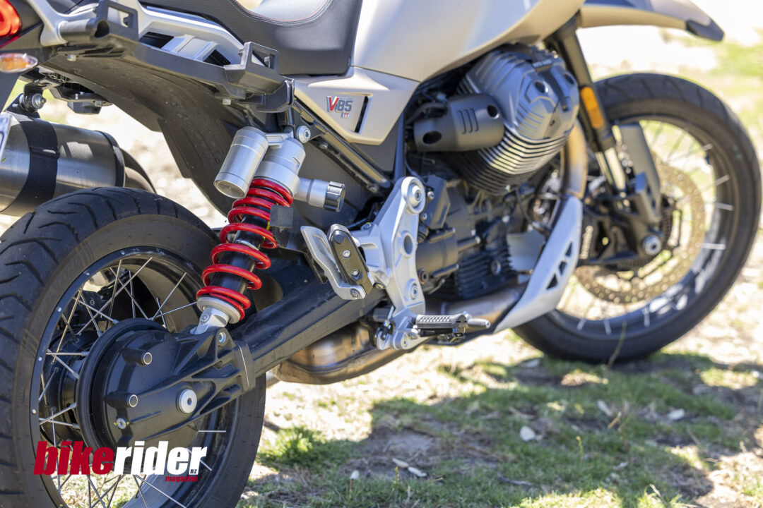 Moto Guzzi V85TT Travel rear suspension and swingarm BRM NZ