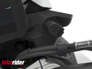 BMW F900XR USB power outlet on 2025 model.