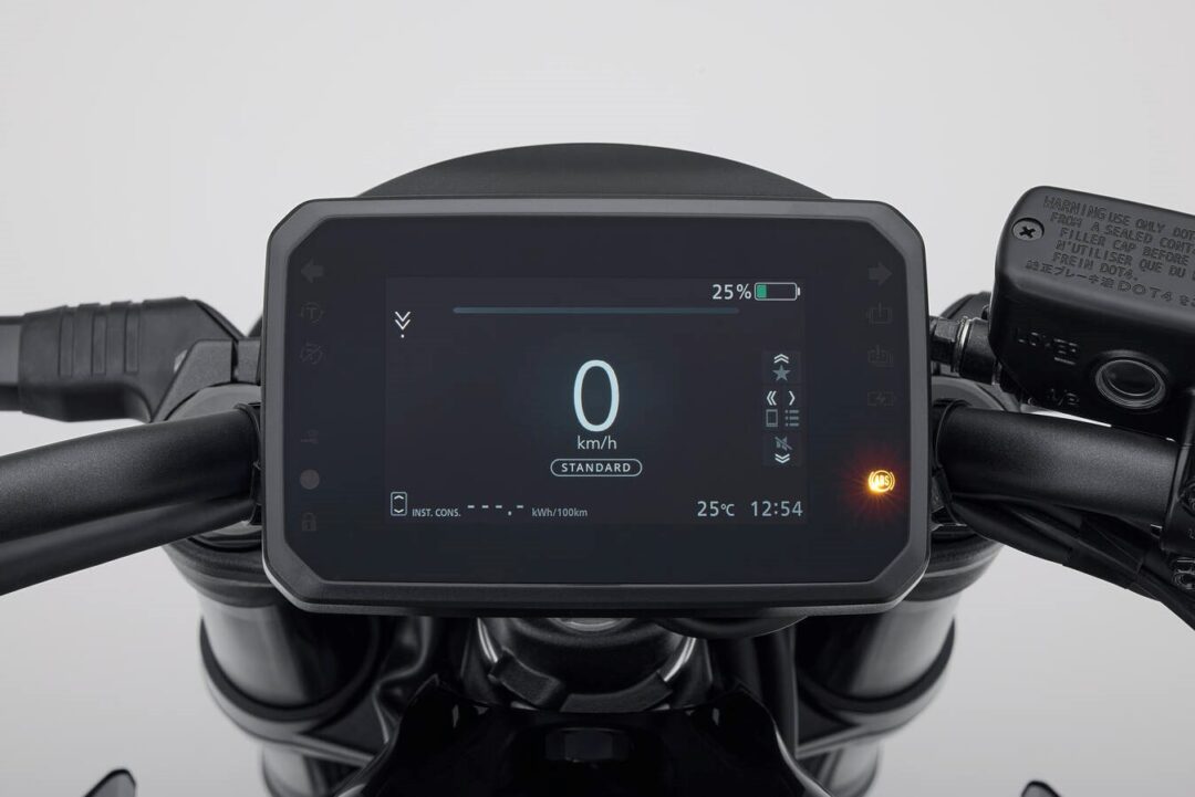 Honda WN7 EV electric motorcycle TFT dash