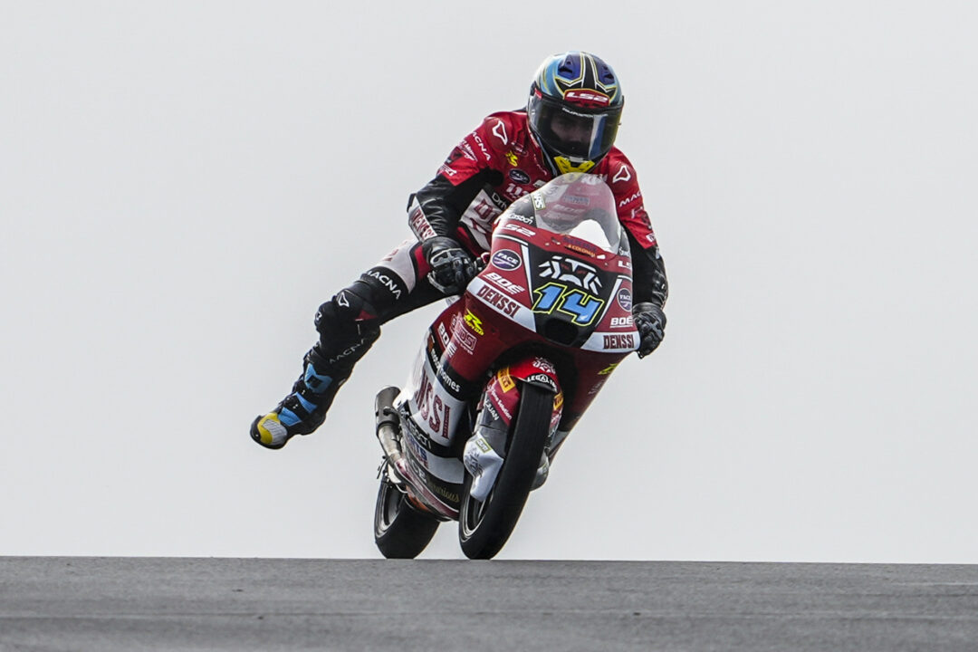Cormac Buchanan racing Moto3 at Phillip Island in windy conditions