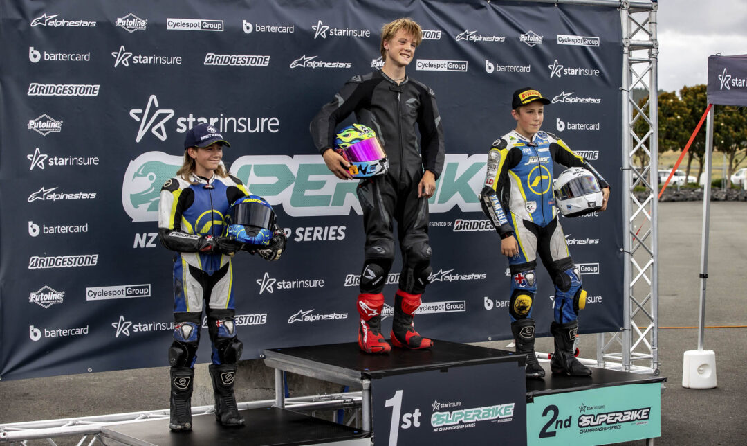 Three of NZ’s best junior riders Nixon Frost – Second – Hunter Charlett Third – Ryder Chamberlain. Star Insure’s support helps secure the future of our sport.