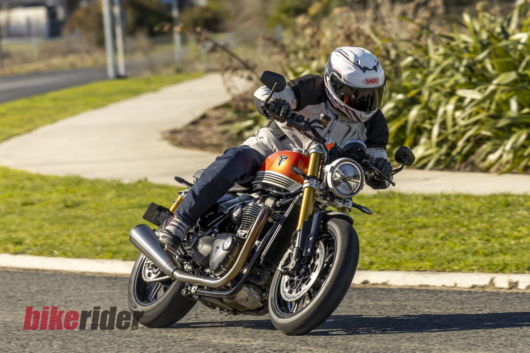 Triumph Speed Twin 1200 RS review NZ road action corner