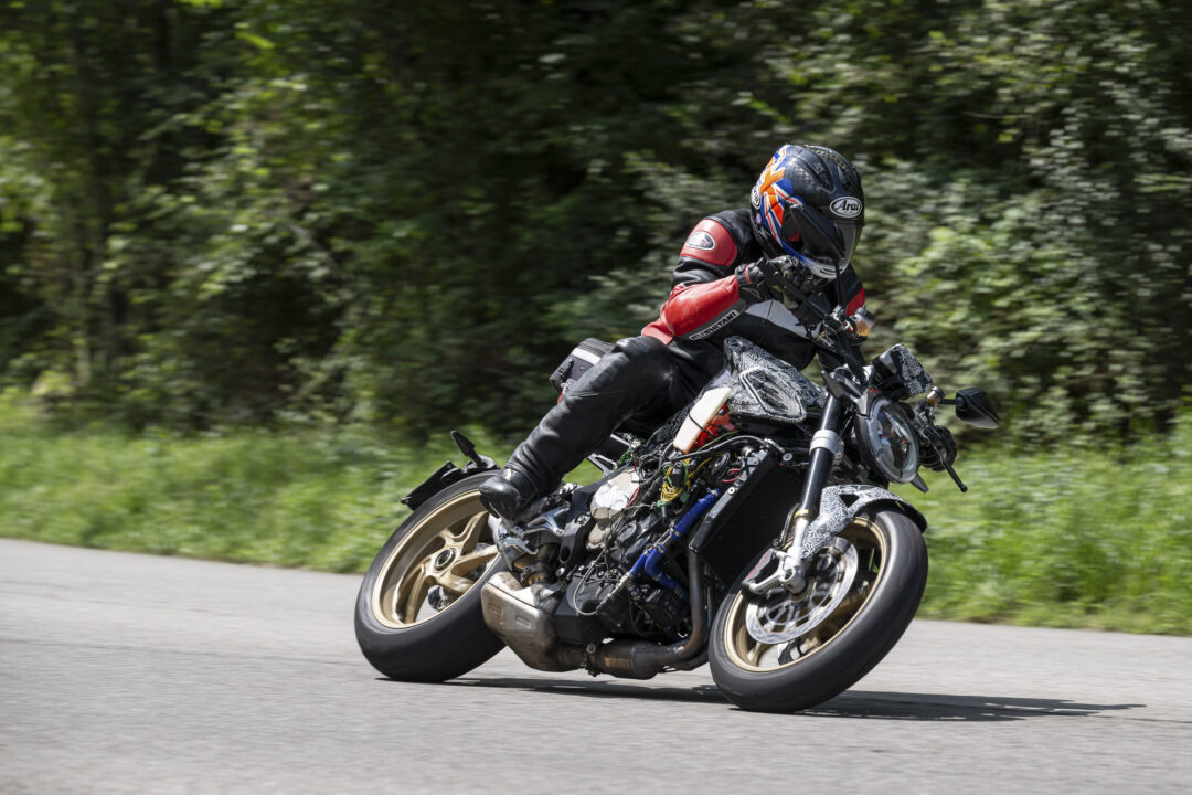 Alan Cathcart riding the MV Agusta Brutale prototype