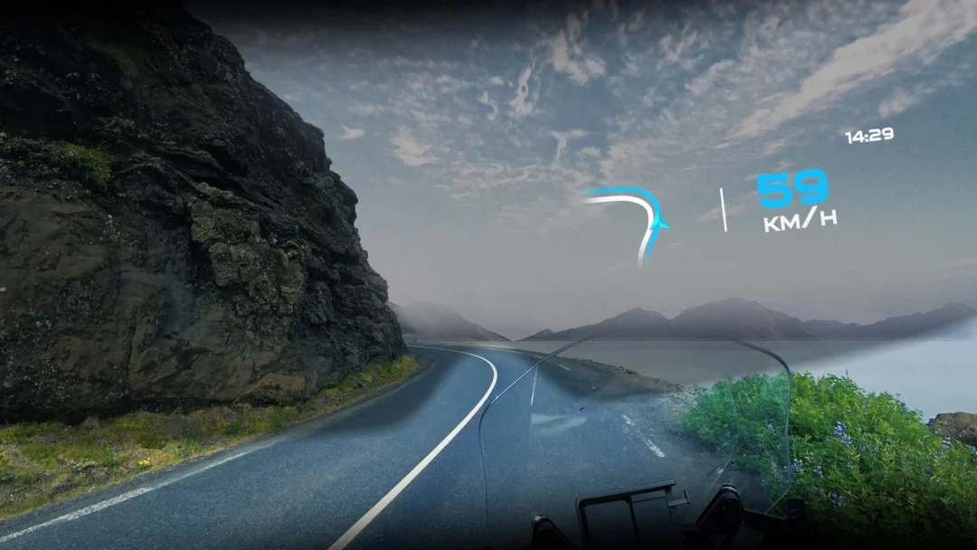 Shoei Heads Up Display augmented reality helmet visor, eyelights