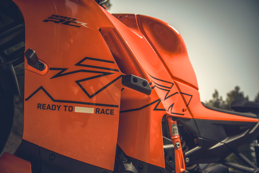 KTM 990 RC R side profile showing new fairing and Ready To Race graphics