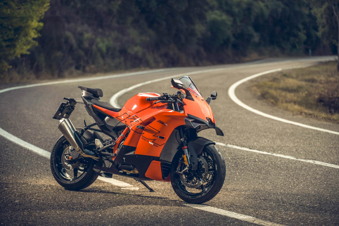 KTM 990 RC R side profile showing MotoGP-inspired fairing and winglets