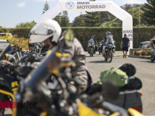 Riders arriving at the finish line at the BMW GS Rallye 2025 in New Zealand