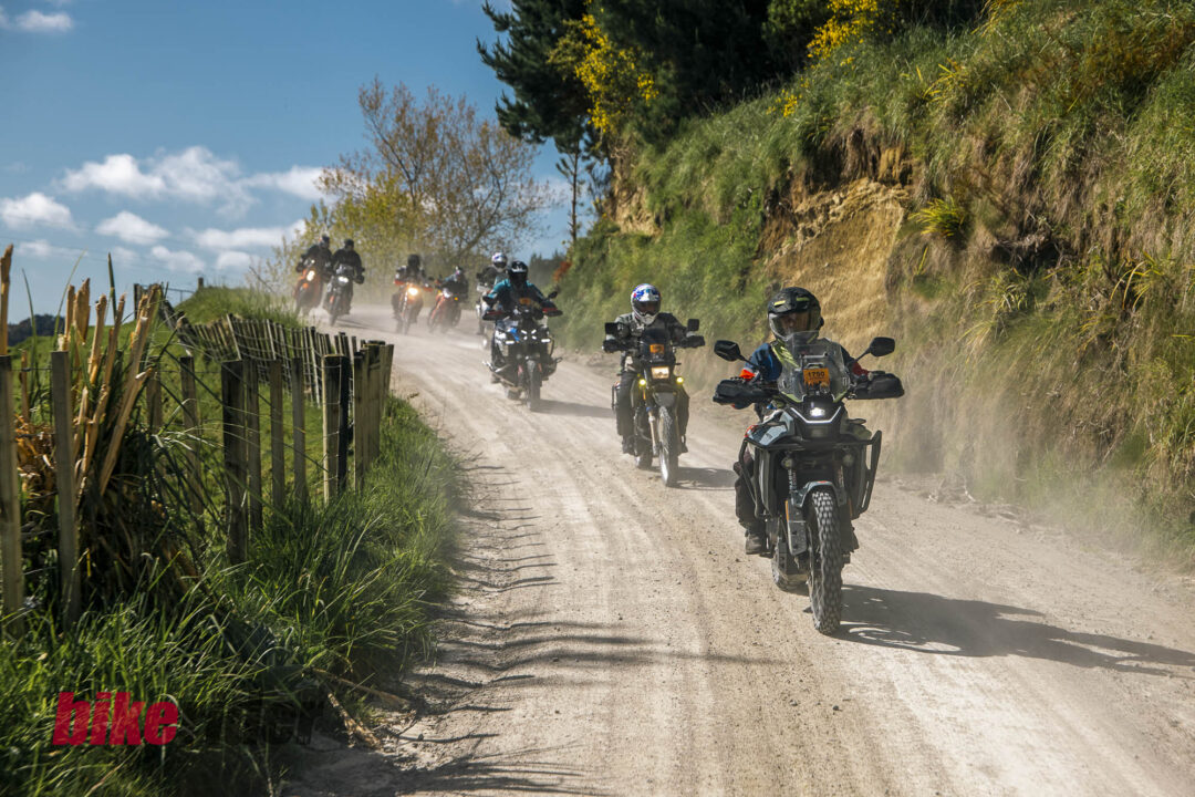 BMW GS Rallye riders tackling gravel roads in the Rangitikei region