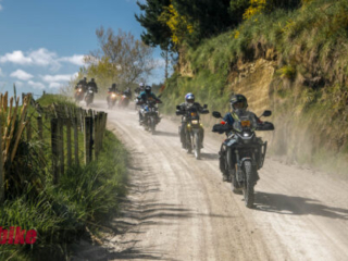BMW GS Rallye riders tackling gravel roads in the Rangitikei region