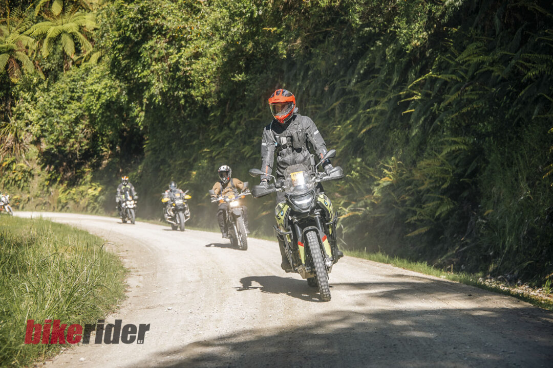 BMW GS Rallye riders tackling gravel roads in the Rangitikei region F900GS