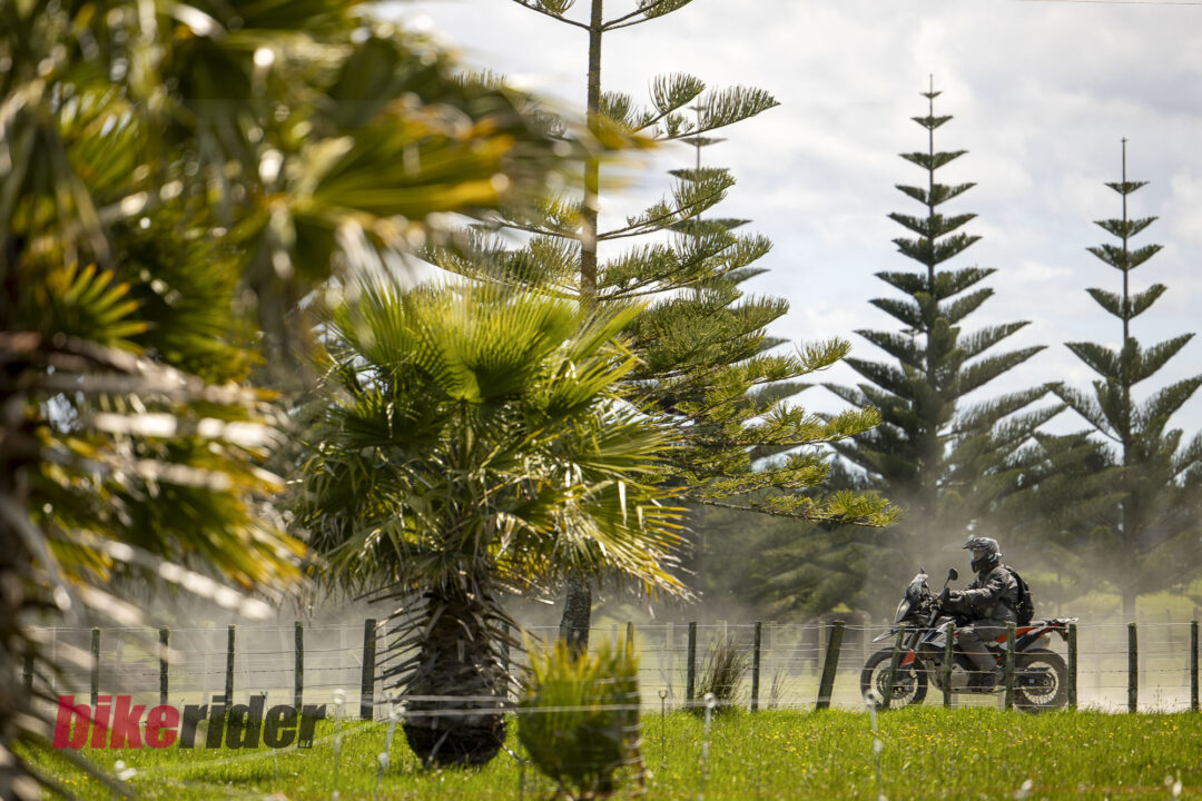 KTM 890 Adventure riding gravel roads during the 2025 BMW GS Rallye in Whanganui