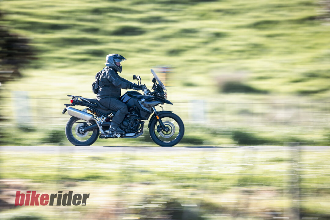 BMW F800GS riding gravel roads during the 2025 BMW GS Rallye in Whanganui