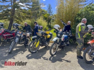 Riders departing the Moto71 museum at the BMW GS Rallye 2025 in New Zealand