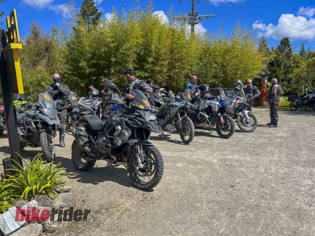 Riders departing the Moto71 museum at the BMW GS Rallye 2025 in New Zealand