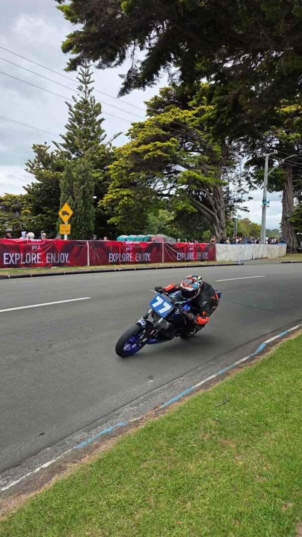 Harriet Grace becoming the first woman ever to win a race on two wheels at the Whanganui Street Race.