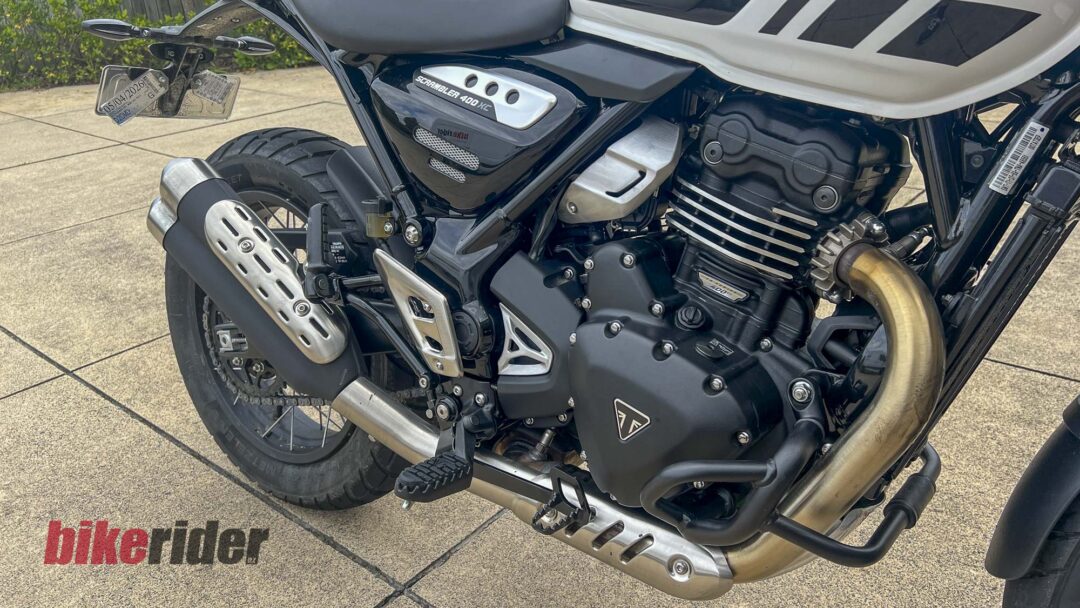 Triumph Scrambler 400XC engine and exhaust