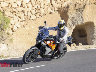 KTM 1390 Super Adventure EVO S review action on the road cornering