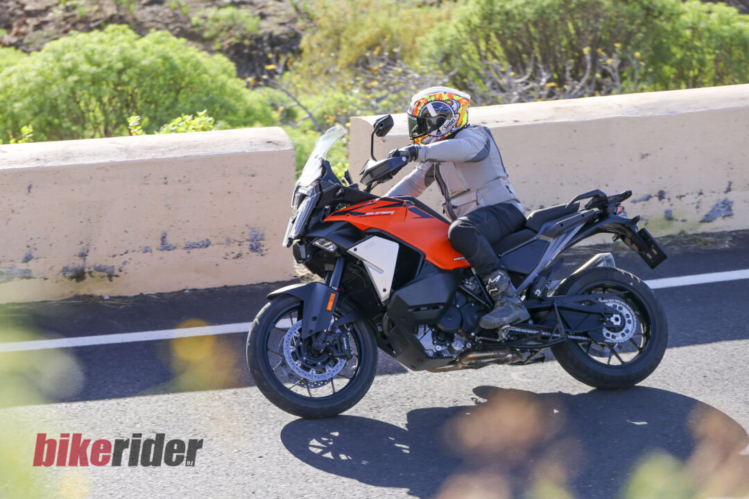 KTM 1390 Super Adventure EVO S review action on the road cornering