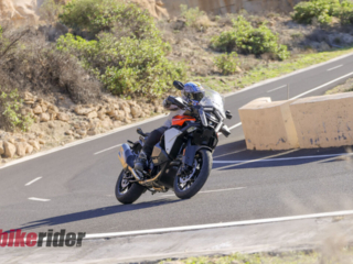 KTM 1390 Super Adventure EVO S review action on the road cornering
