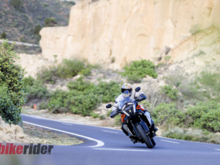 KTM 1390 Super Adventure EVO S review action on the road cornering