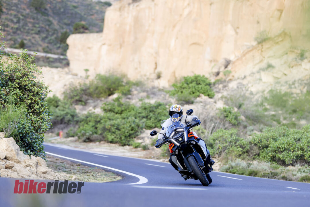 KTM 1390 Super Adventure EVO S review action on the road cornering