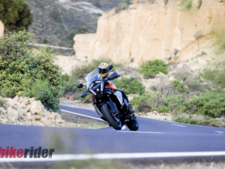 KTM 1390 Super Adventure EVO S review action on the road cornering