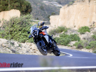 KTM 1390 Super Adventure EVO S review action on the road cornering