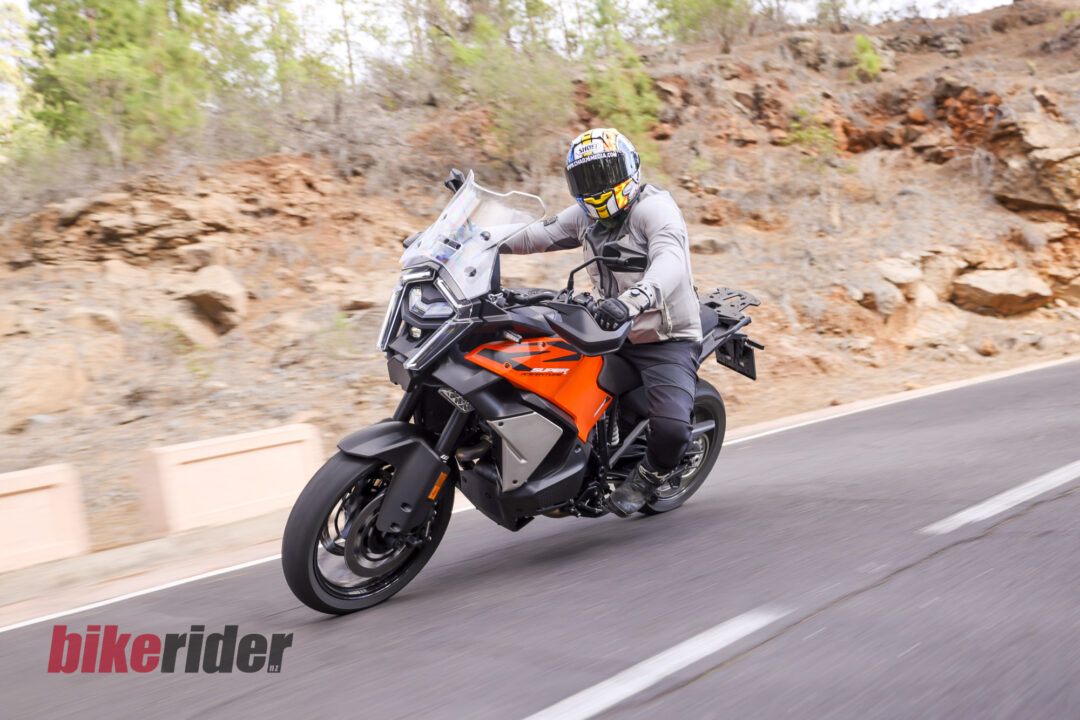 KTM 1390 Super Adventure EVO S review action on the road cornering