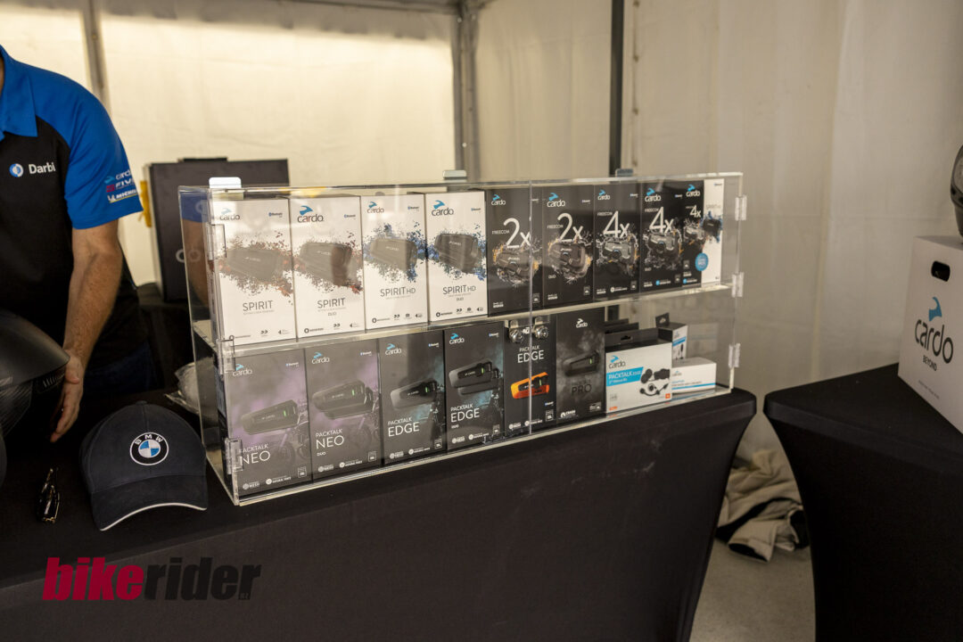 Display of Cardo intercom at Hampton Downs