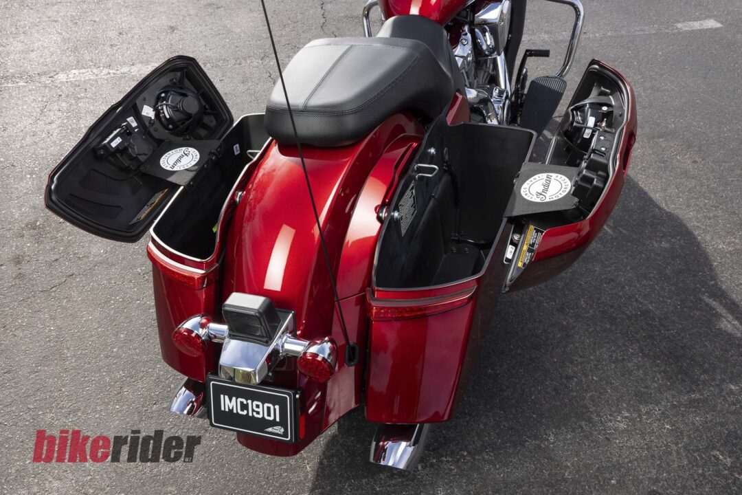 Indian Chieftain PowerPlus panniers open