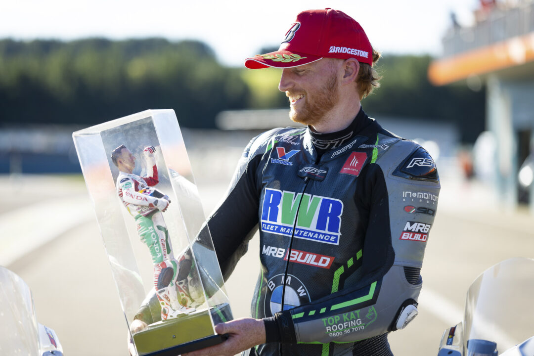 2026 Superbike Champion Rogan Chandler wins the Aaron Slight Championship Trophy at Motomania Round 4 of the 2026 New Zealand Super Bike Championships held at Taupo Motorsport Park, Taupo, Waikato, New Zealand, March 14-15, 2026. Photo: MNZ/Derek Morrison
