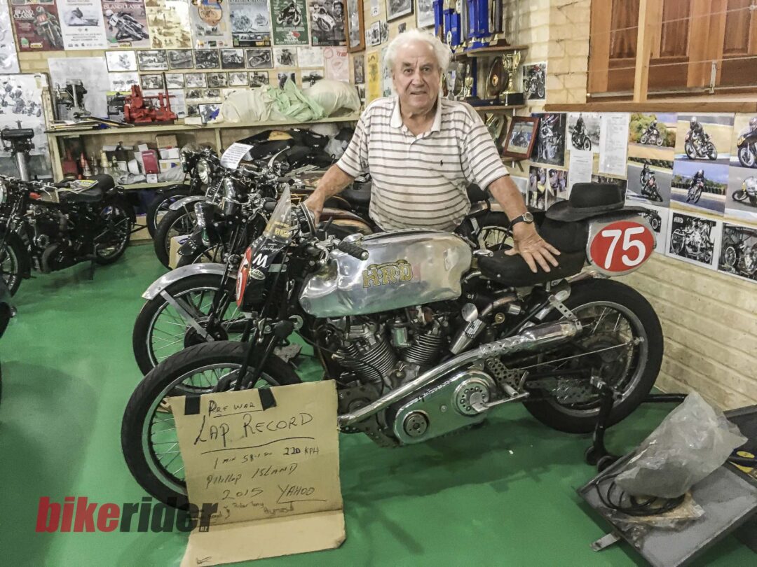Ian Boyd with Australian Vintage champion Series A HRD-Vincent 1000