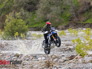 BMW F450GS review wheelie in water