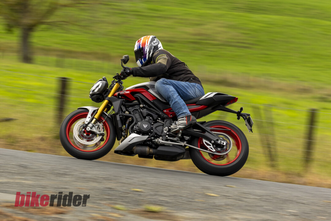 Triumph Street Triple RX review action road