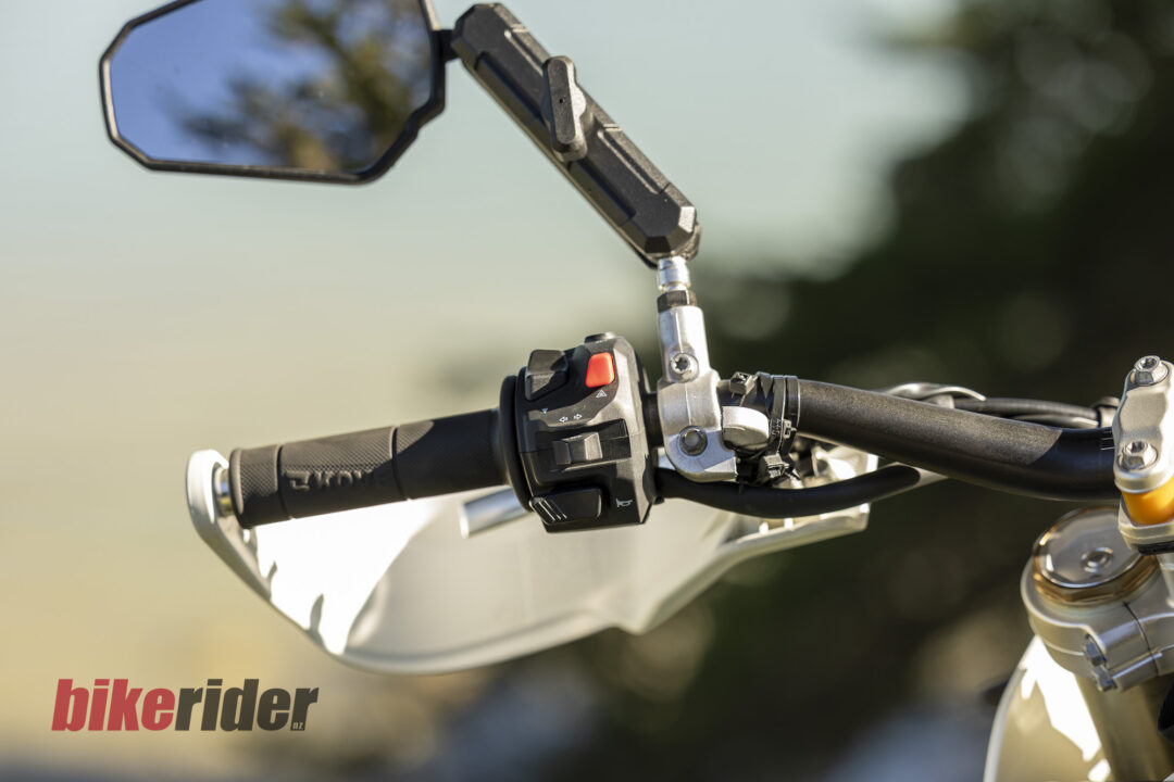 Kove 450 Rally review NZ static off road mirror