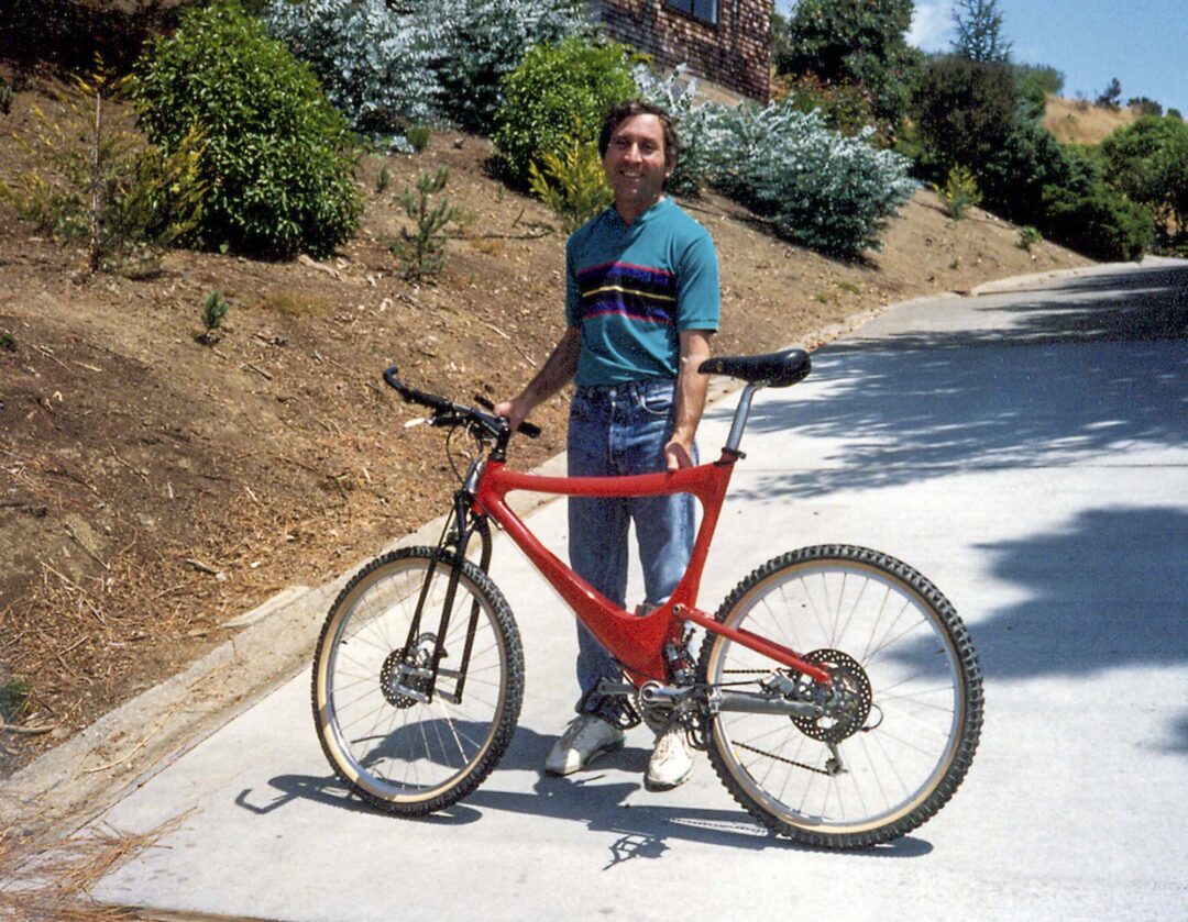1980s Mert Lawwill on slopes of Mount Tam with another prototype