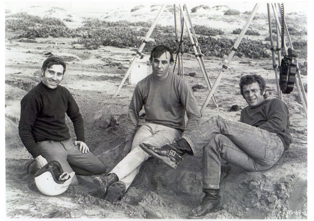 1970 On Any Sunday stars L-R Mert Lawwill, Malcolm Smith & Steve McQueen