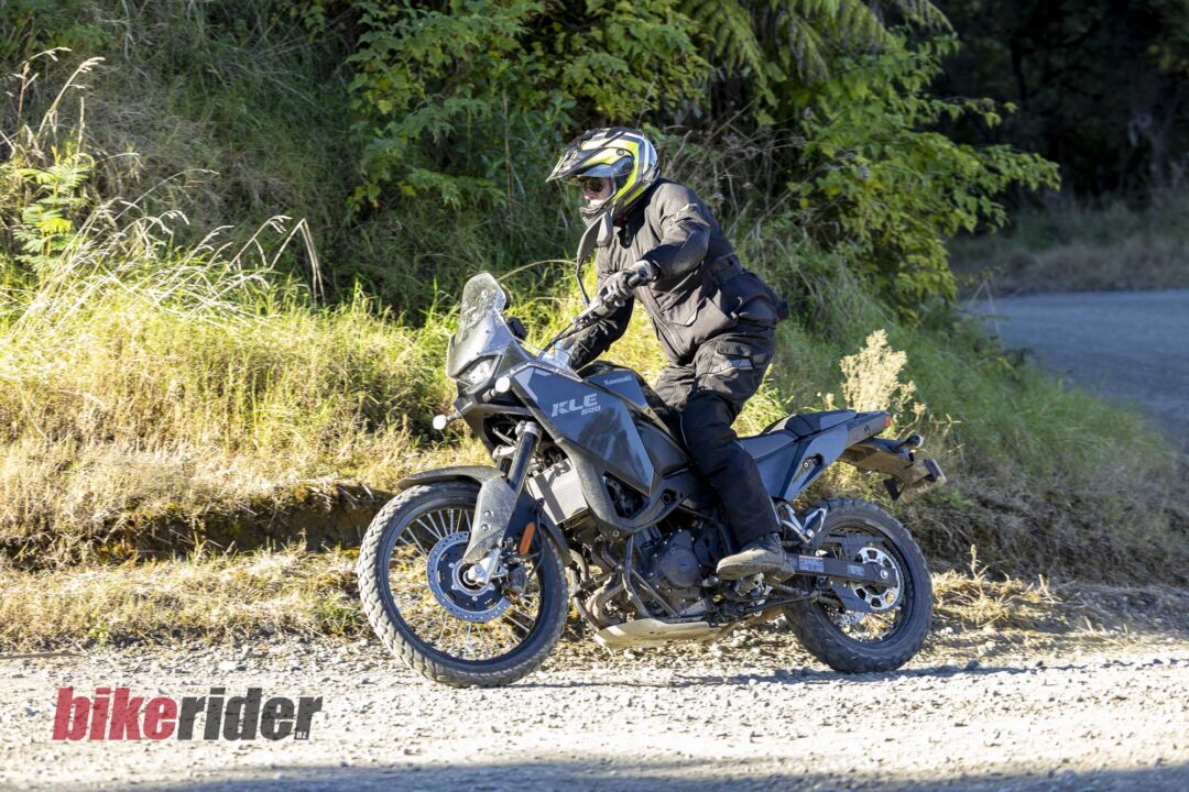 Kawasaki KLE500 review action gravel