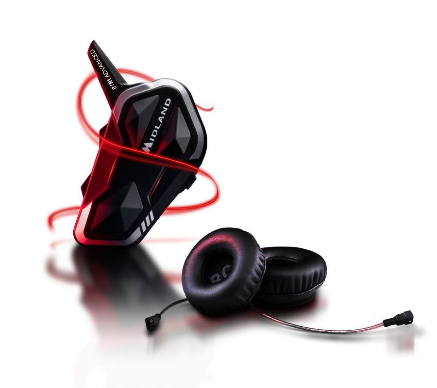 Plantronics gaming headset with red cable and black angular earcups, shown on a reflective surface.