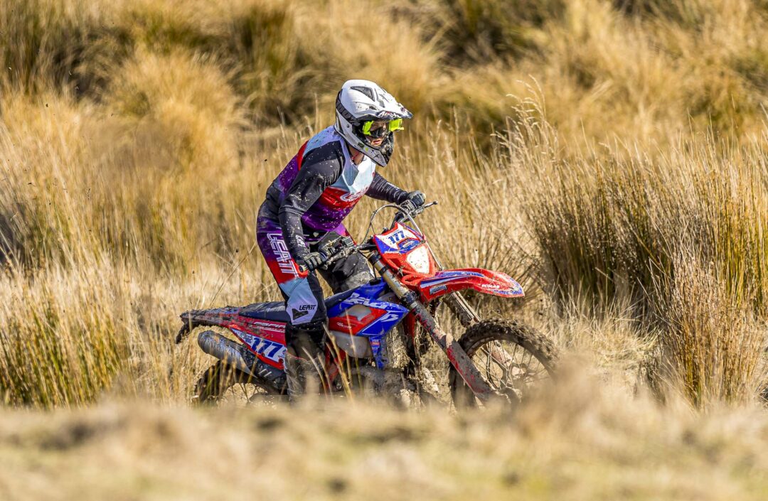 Kylie Dorr NZ ISDE Manager riding a Beta enduro bike