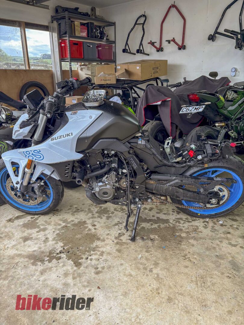 Suzuki GSX-8S racer waiting to be converted into a race bike for the Sport Bike series