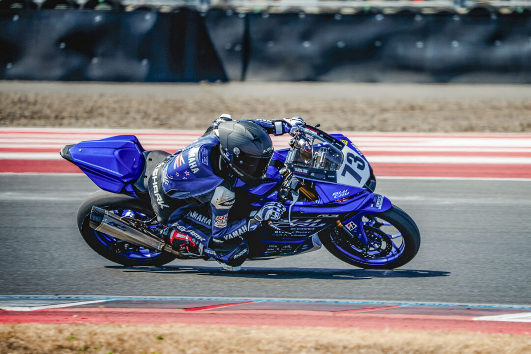 Hunter Charlett #73, competes at the third round of the Yamaha R3 BLU CRU Asia-Pacific Championship, held at Pertamina Mandalika Street Circuit, Lombok, Indonesia, July 17-19, 2026. Photo: MNZ/APAC
