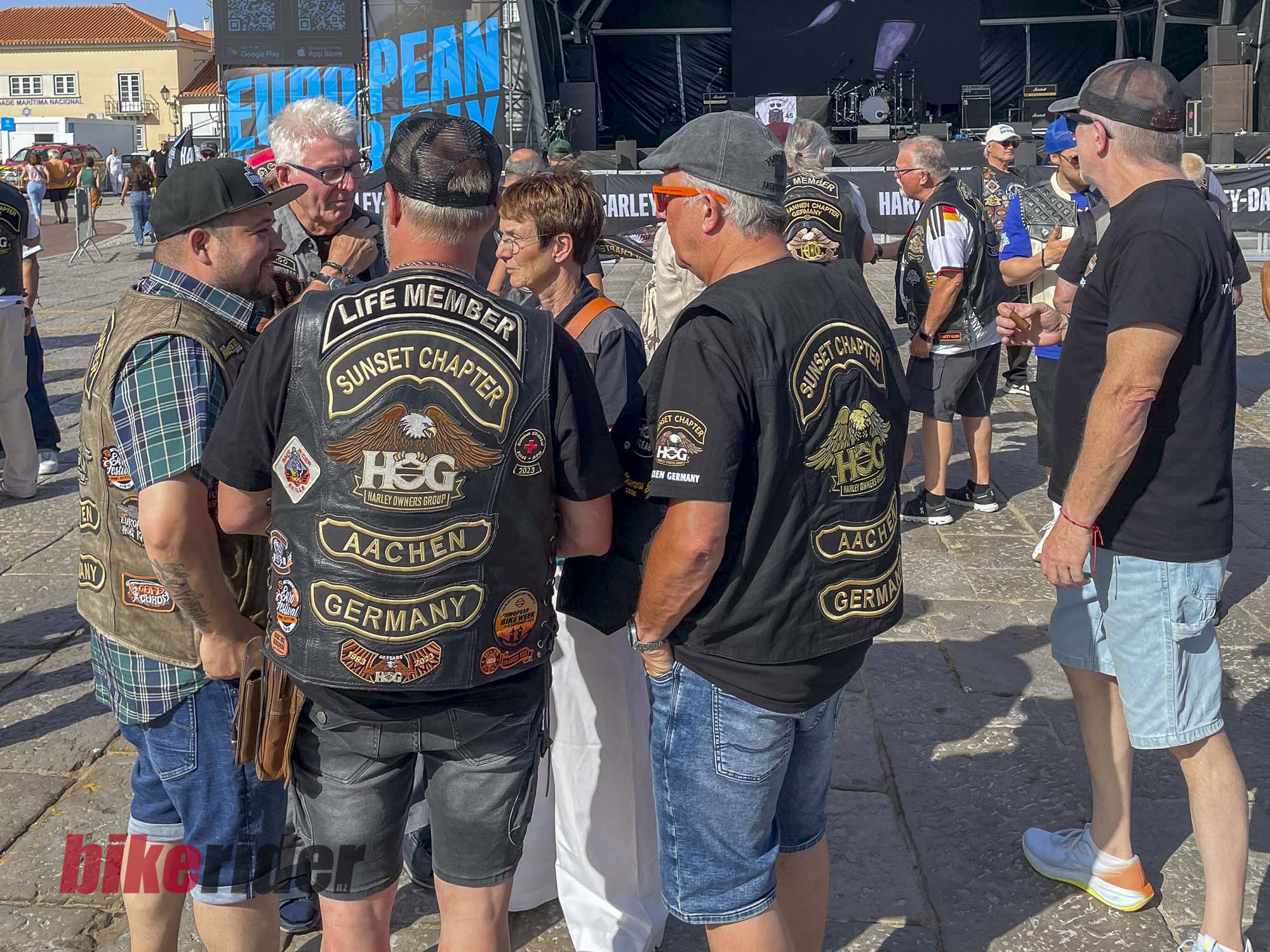 German H.O.G. members wearing chapter patches at the Cascais rally