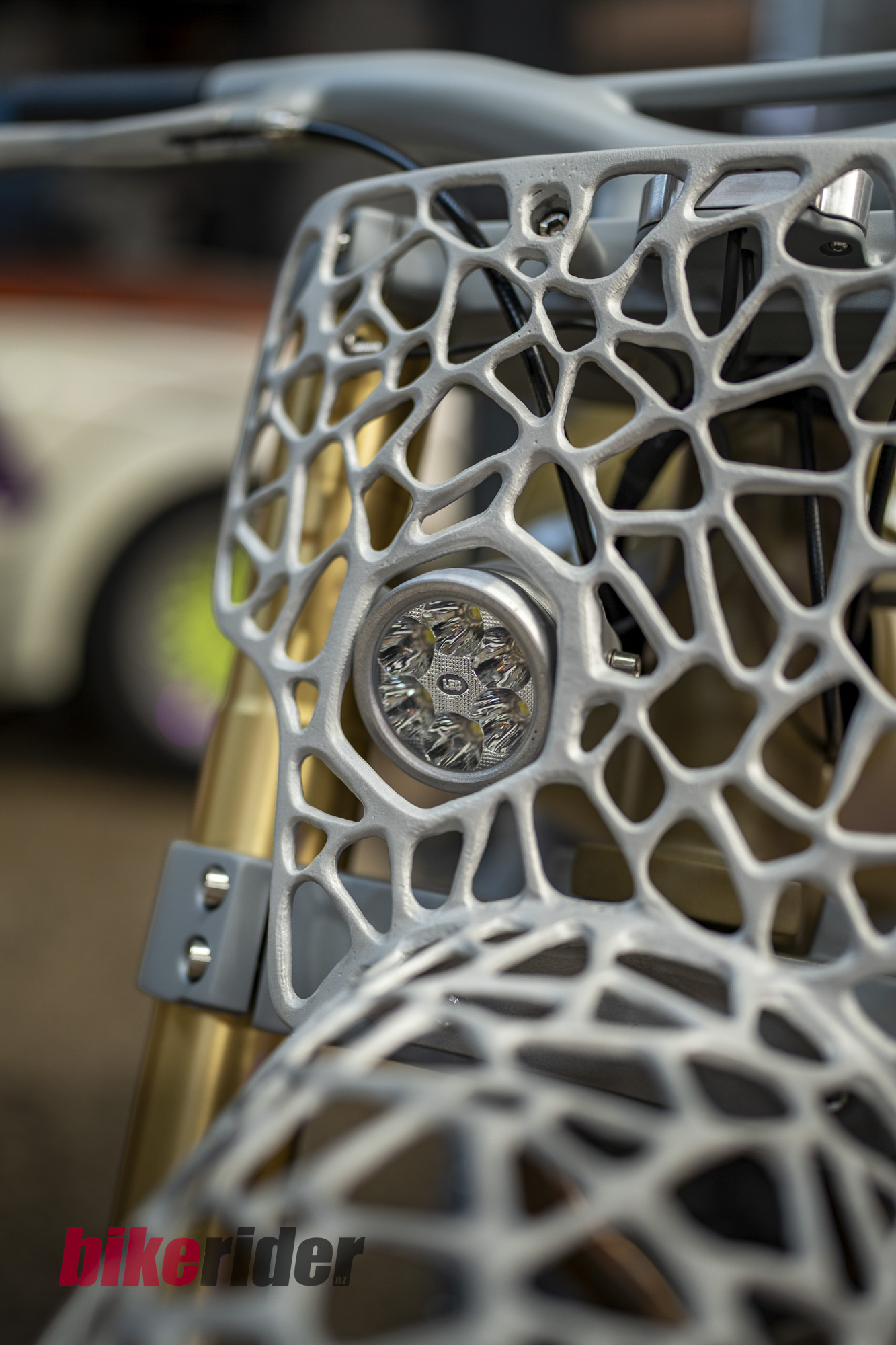 Hand-cut aluminium panel detail on Project MEGA