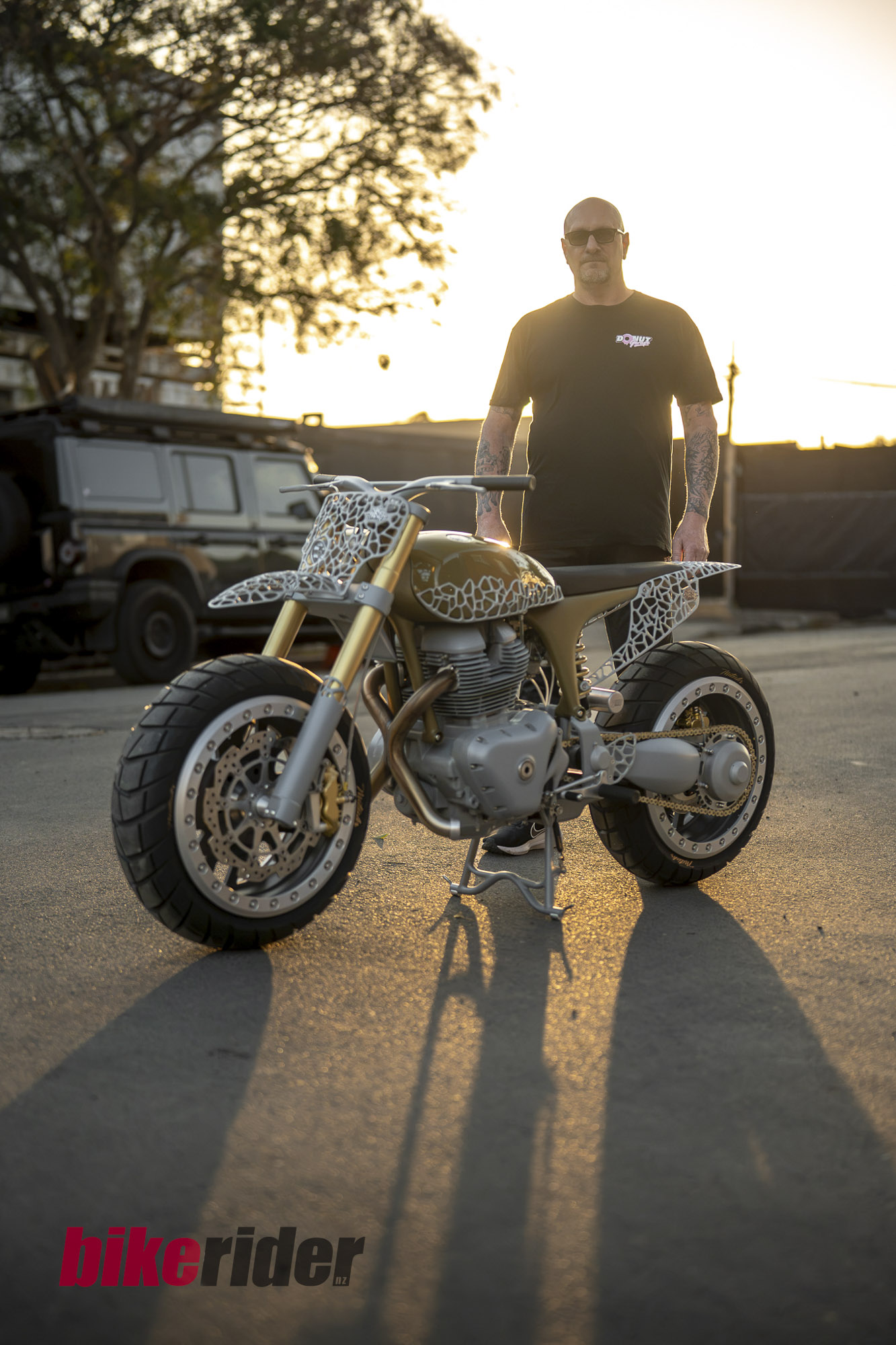 Project MEGA with its builder outdoors