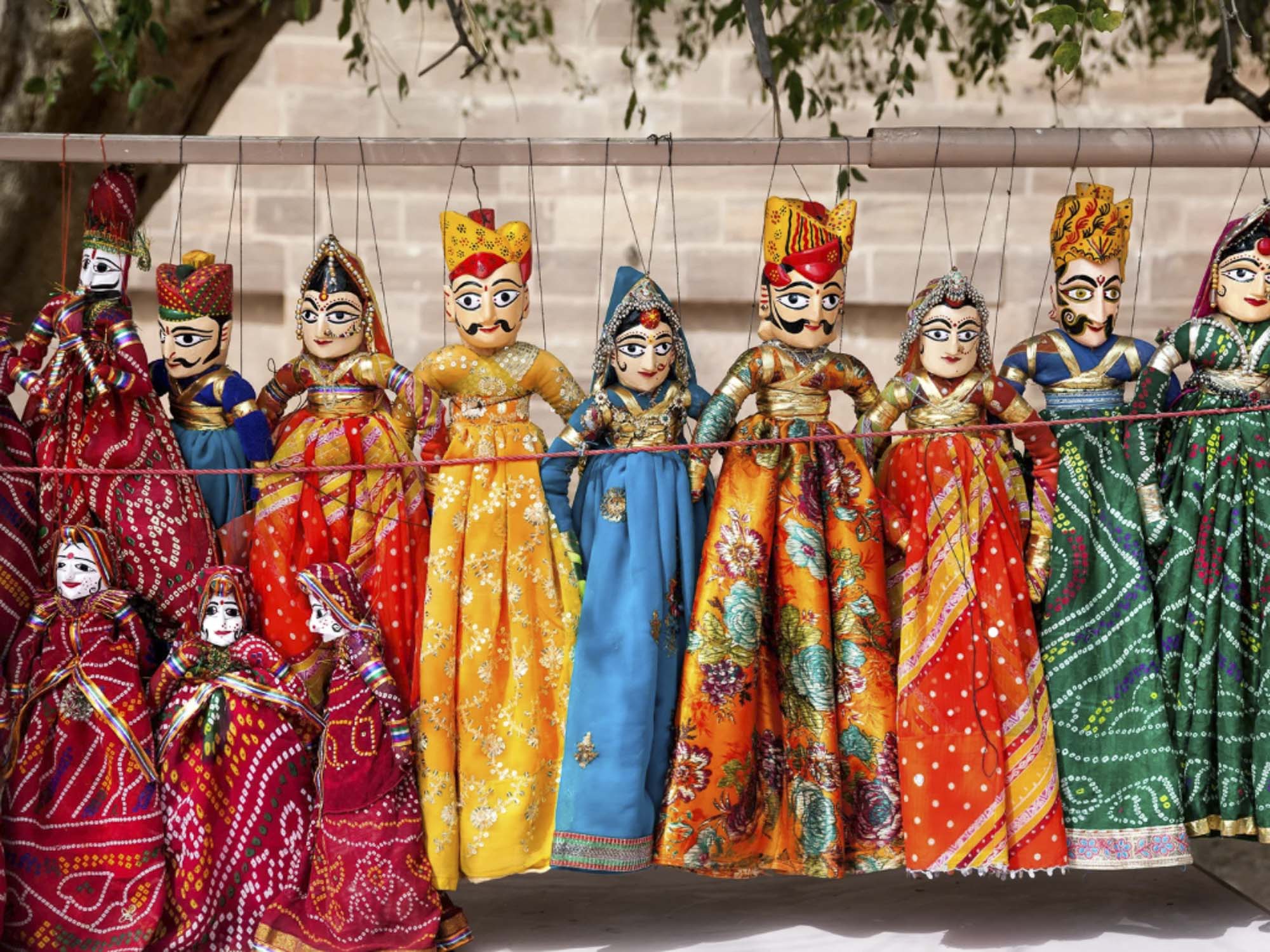 Traditional puppets on display.