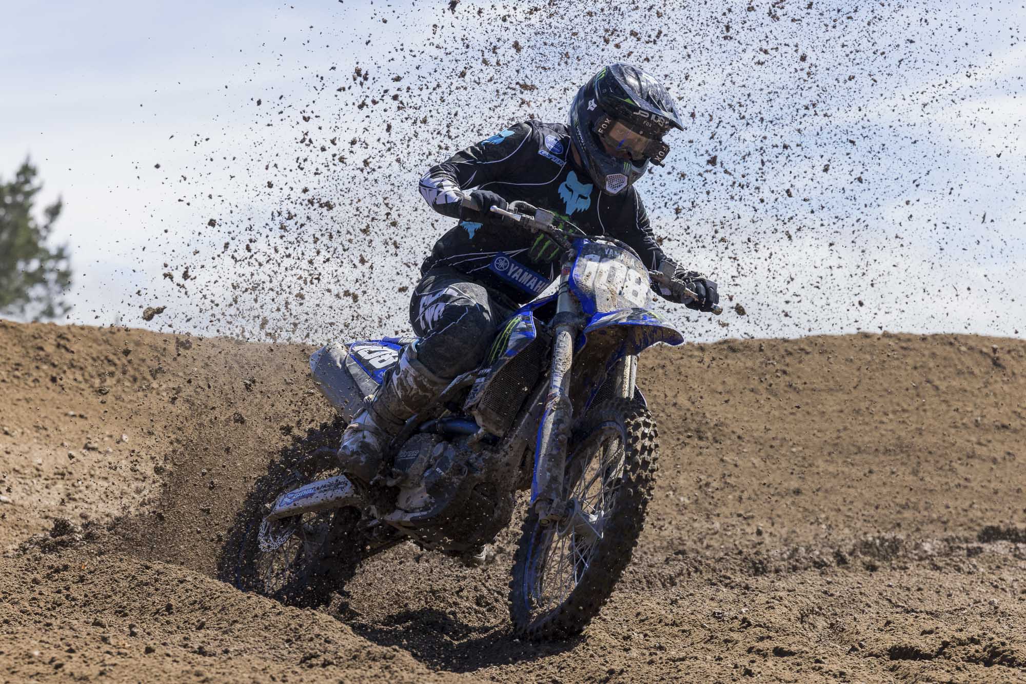James Scott riding the number 108 JCR Yamaha YZ250F at Taupō MX Fest